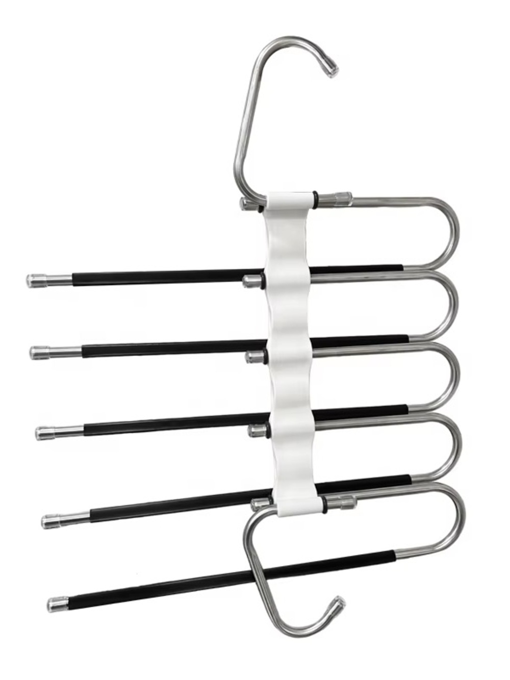 Amazon Metal Multi-Bar Space Saving Tie Scarf Belt Hanger in Silver and Black